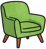 a green chair with a wooden legs.jpg